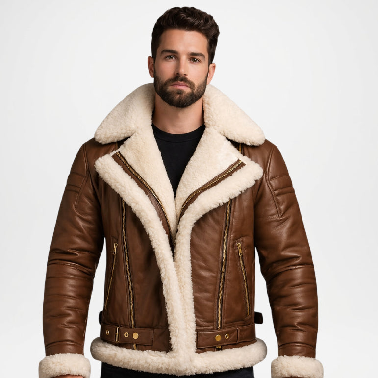 mens brown aviator b3 bomber jacket