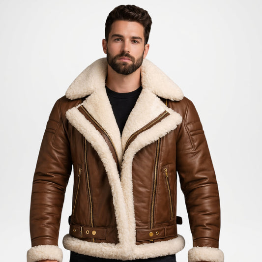 mens brown aviator b3 bomber jacket
