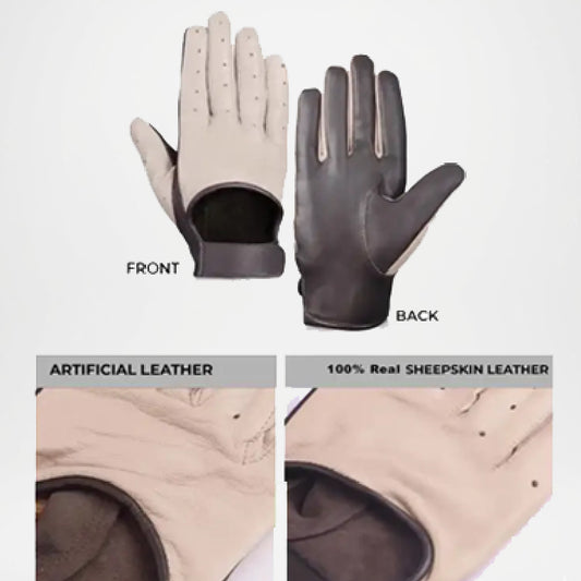 Harrison Two-Tone Beige and Brown Leather Gloves For Men