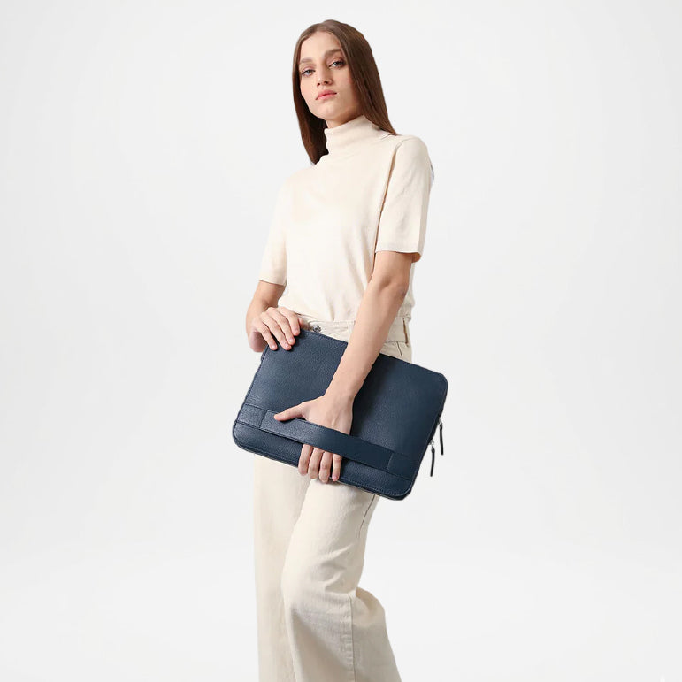 Baxter Midnight Blue Leather Laptop Case