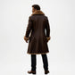 Brown Leather Coat With Fur Collar for Men Winter Style