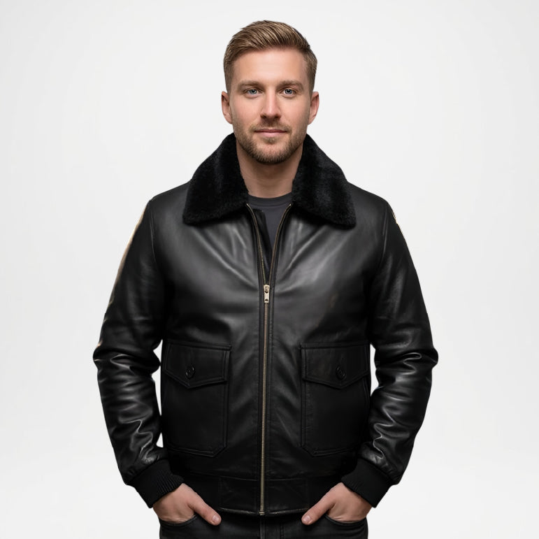 black shearling coat mens