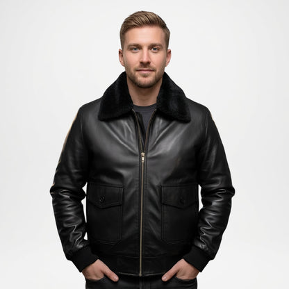 black shearling coat mens