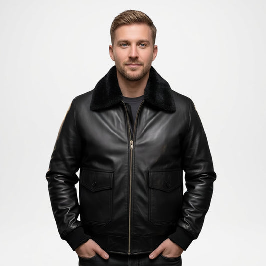 black shearling coat mens