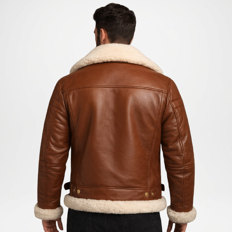mens brown shearling aviator jacket