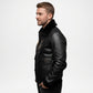 black shearling coat leather