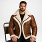 brown bomber leather jacket men aviator style