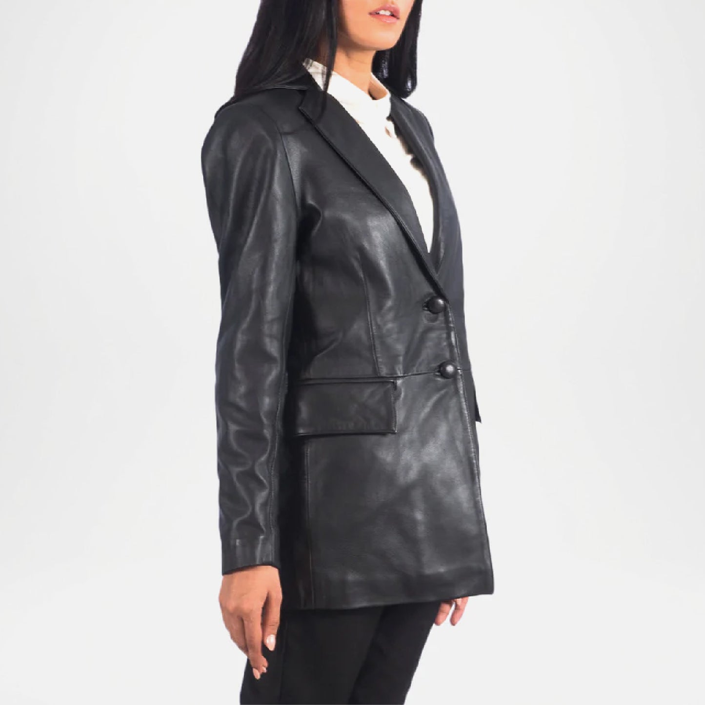 black leather blazer dress women
