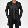 vintage black leather trench coat