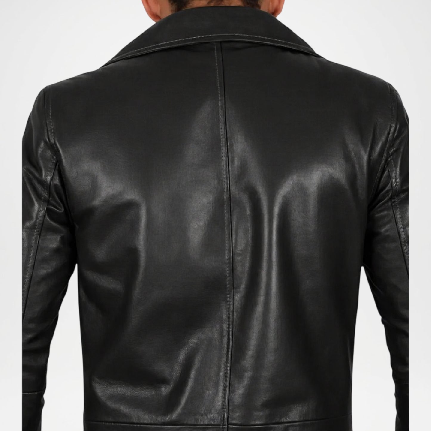 vintage black leather classic coat for men