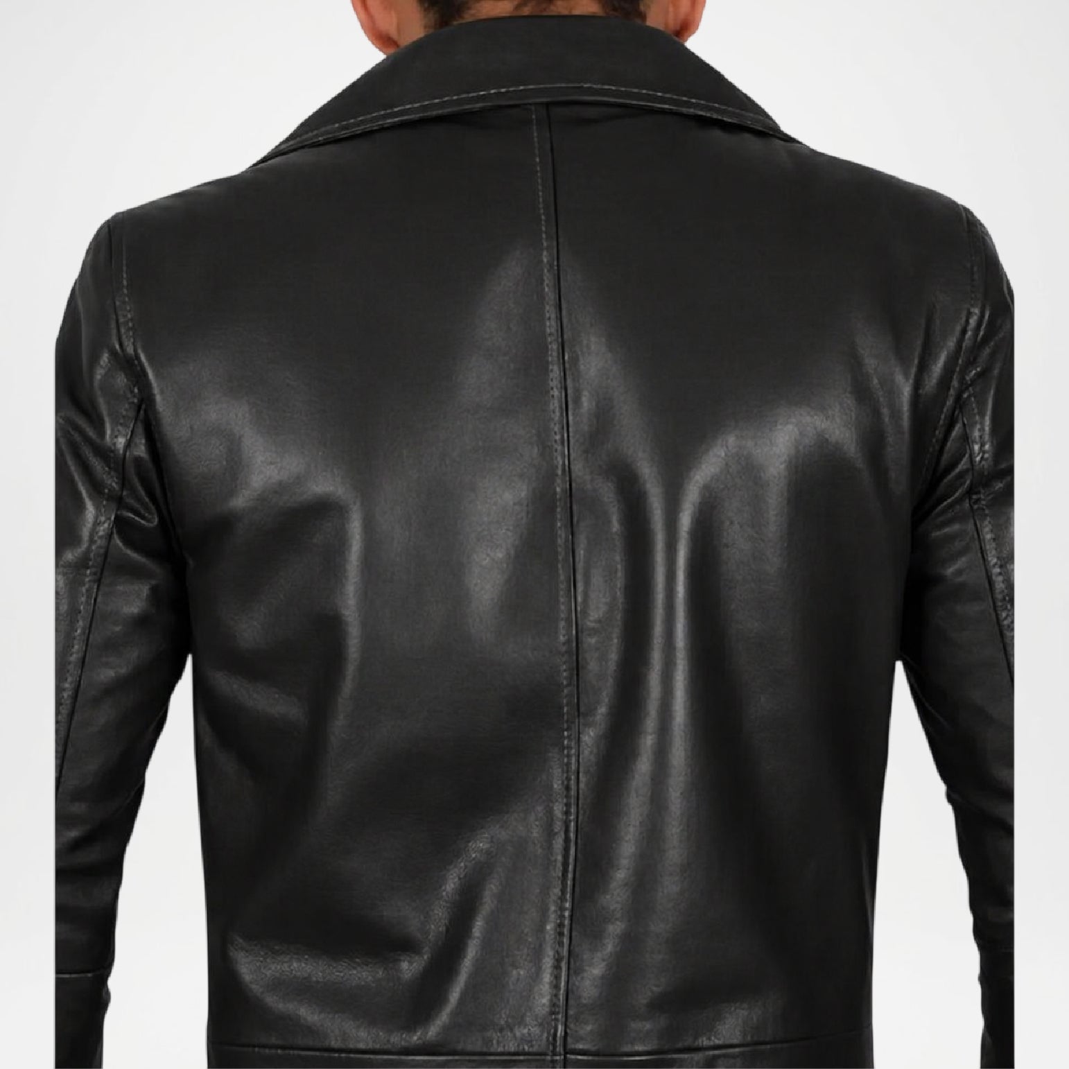 vintage black leather classic coat for men