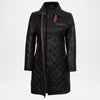 Black Leather Car Coat Women