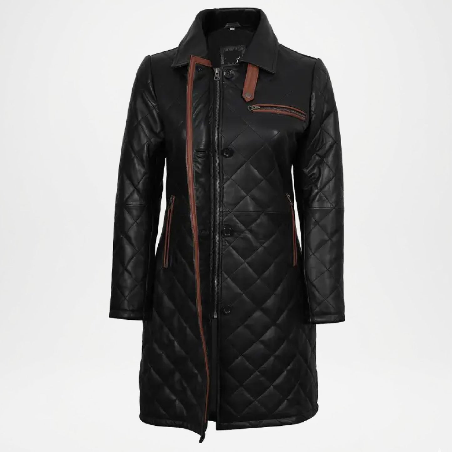 Black Leather Car Coat Women