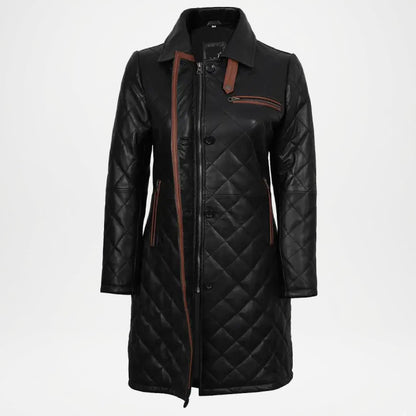 Black Leather Car Coat Women