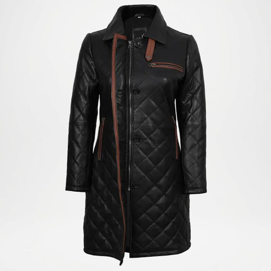Black Leather Car Coat Women