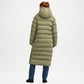 Green Hooded Longline Puffer Jacket for Women