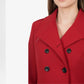 Red coat with black buttons on a white background