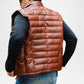 brown leather sleeveless jacket men 