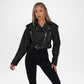 Black Cropped Leather Jacket for Women