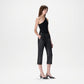 Black Leather Bermuda Pants for Women