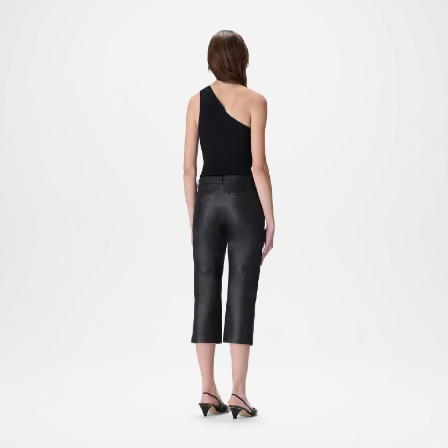 Black Leather Bermuda Pants for Women
