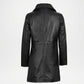 Black Leather Car Coat for Women