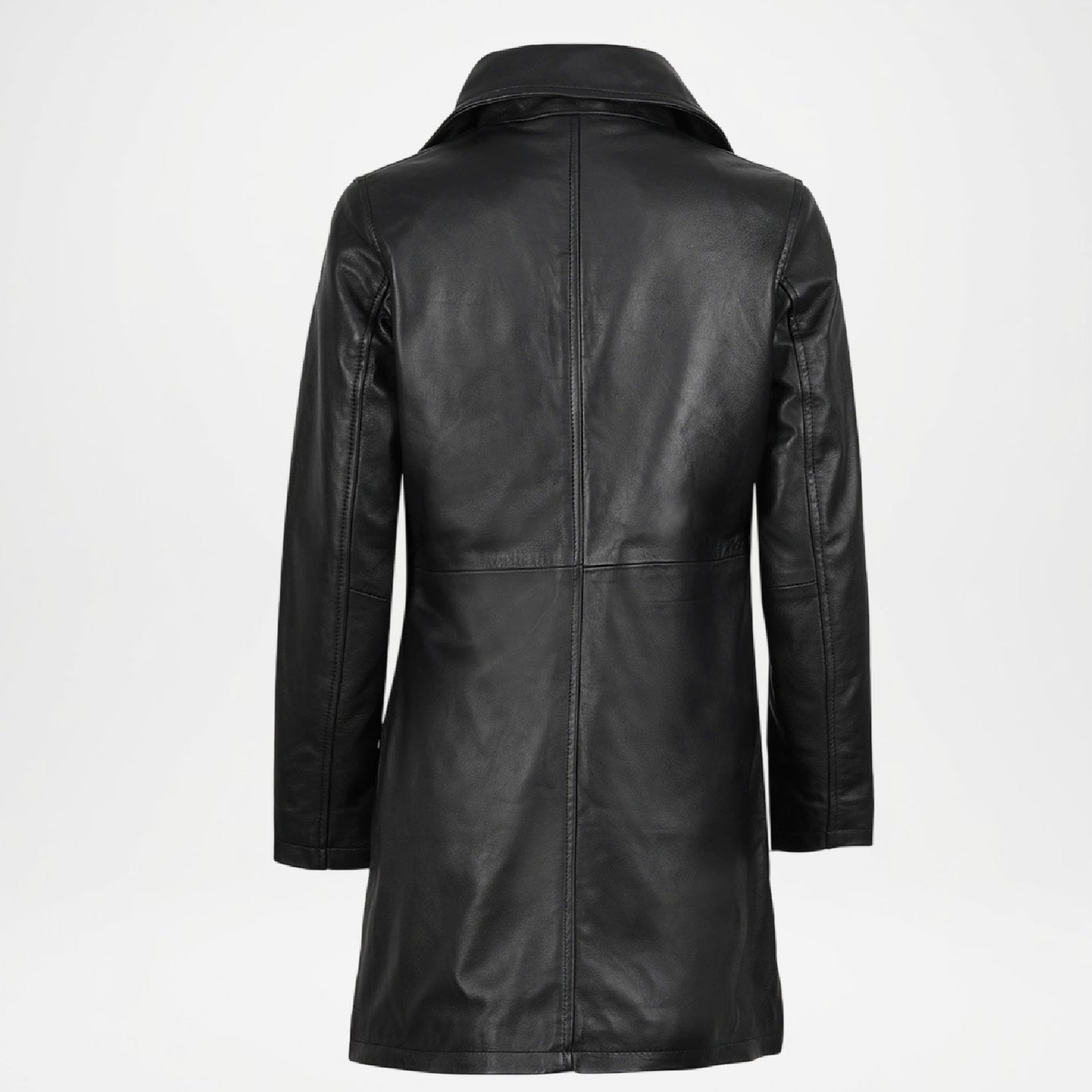 Black Leather Car Coat for Women