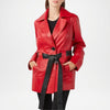 Red Leather Trench Coat Women
