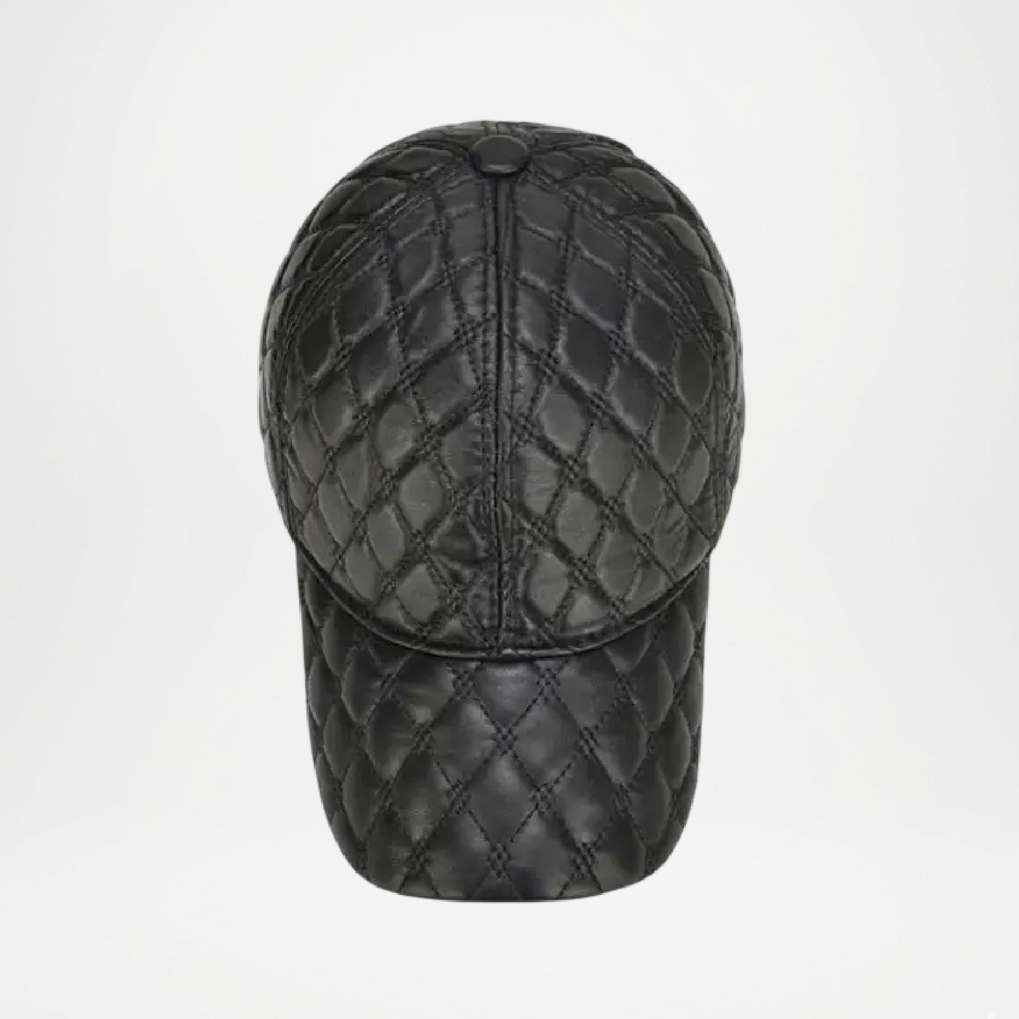 Frampton Black Padded Genuine Leather Cap for Men
