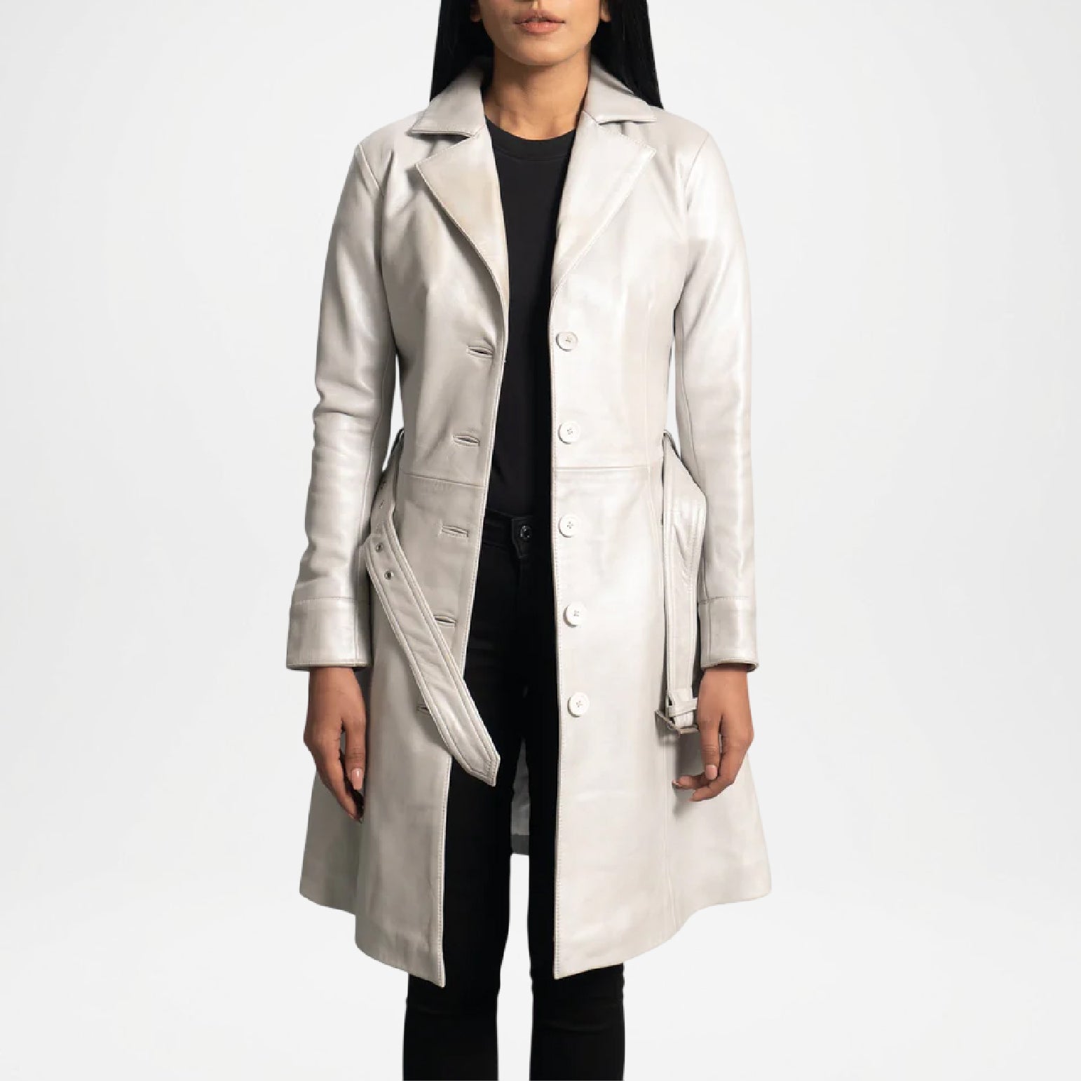 Off white Leather Trench Coat Women