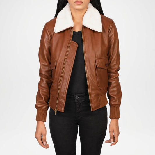 brown leather bomber jacket outfit ideas women