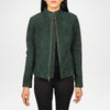 Green Suede Biker Jacket Women
