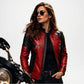 Women's Red Leather Biker Jacket | Premium Moto Style Leather Jacket