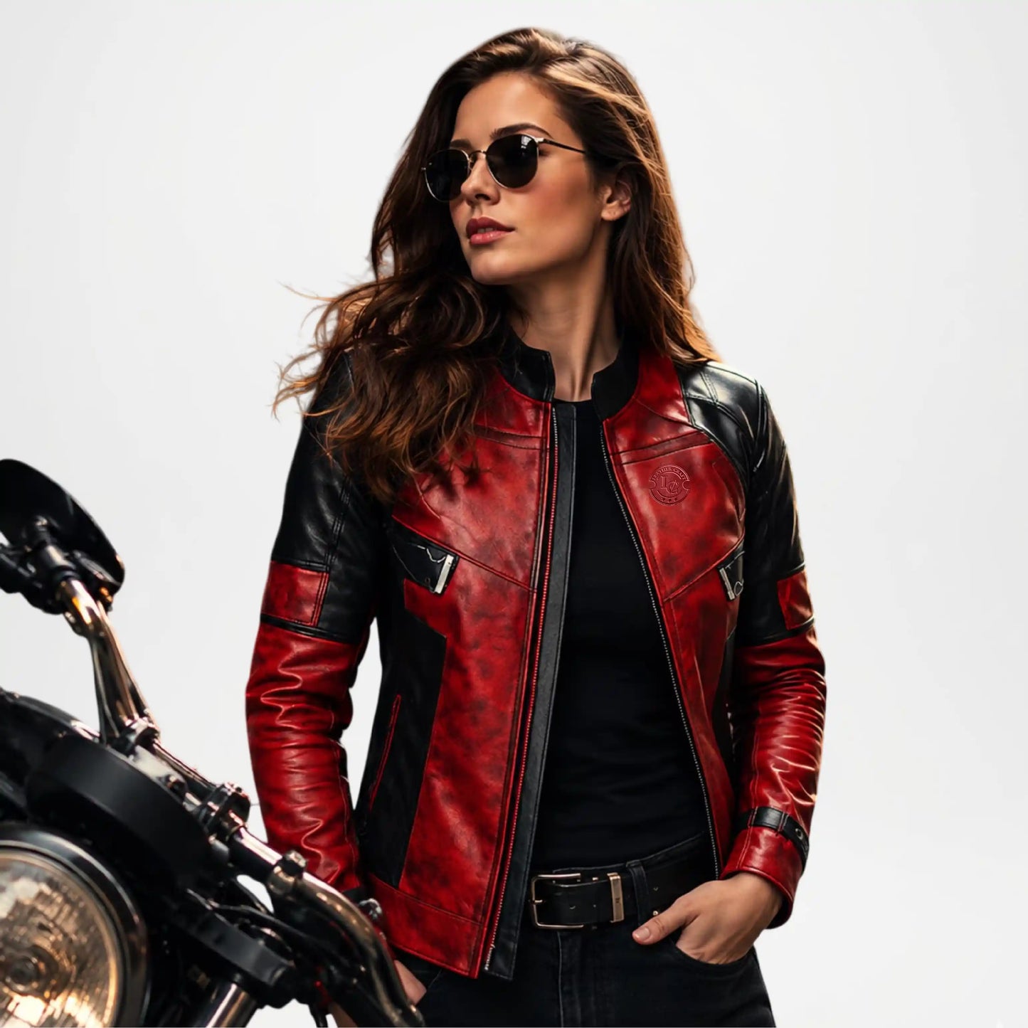 Women's Red Leather Biker Jacket | Premium Moto Style Leather Jacket