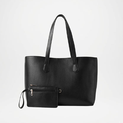 Bianca Black Leather Tote Bag Pouch