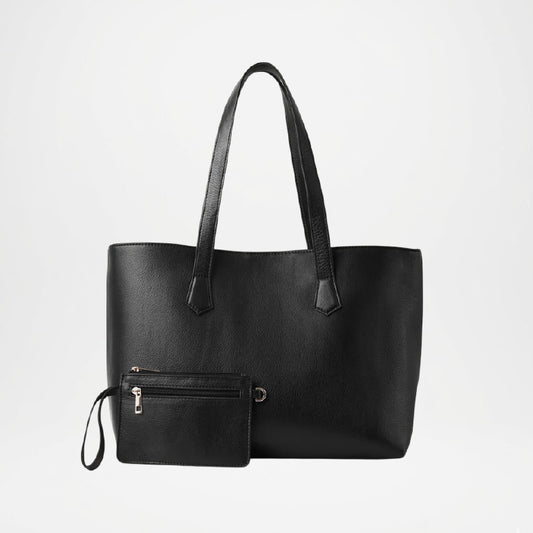 Bianca Black Leather Tote Bag Pouch