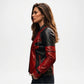 Women's Red Leather Biker Jacket | Premium Moto Style Leather Jacket