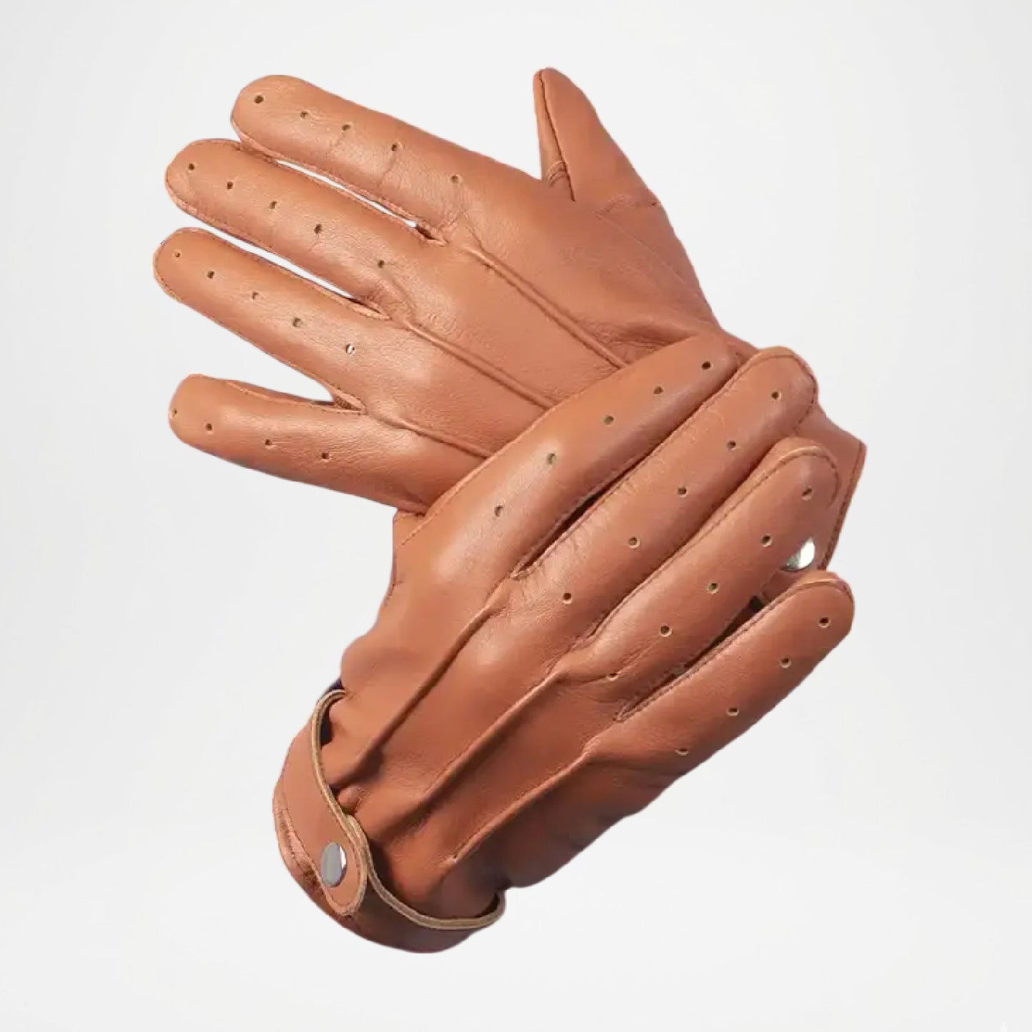 Harrison Cognac and Brown Two-Tone Leather Gloves For Men
