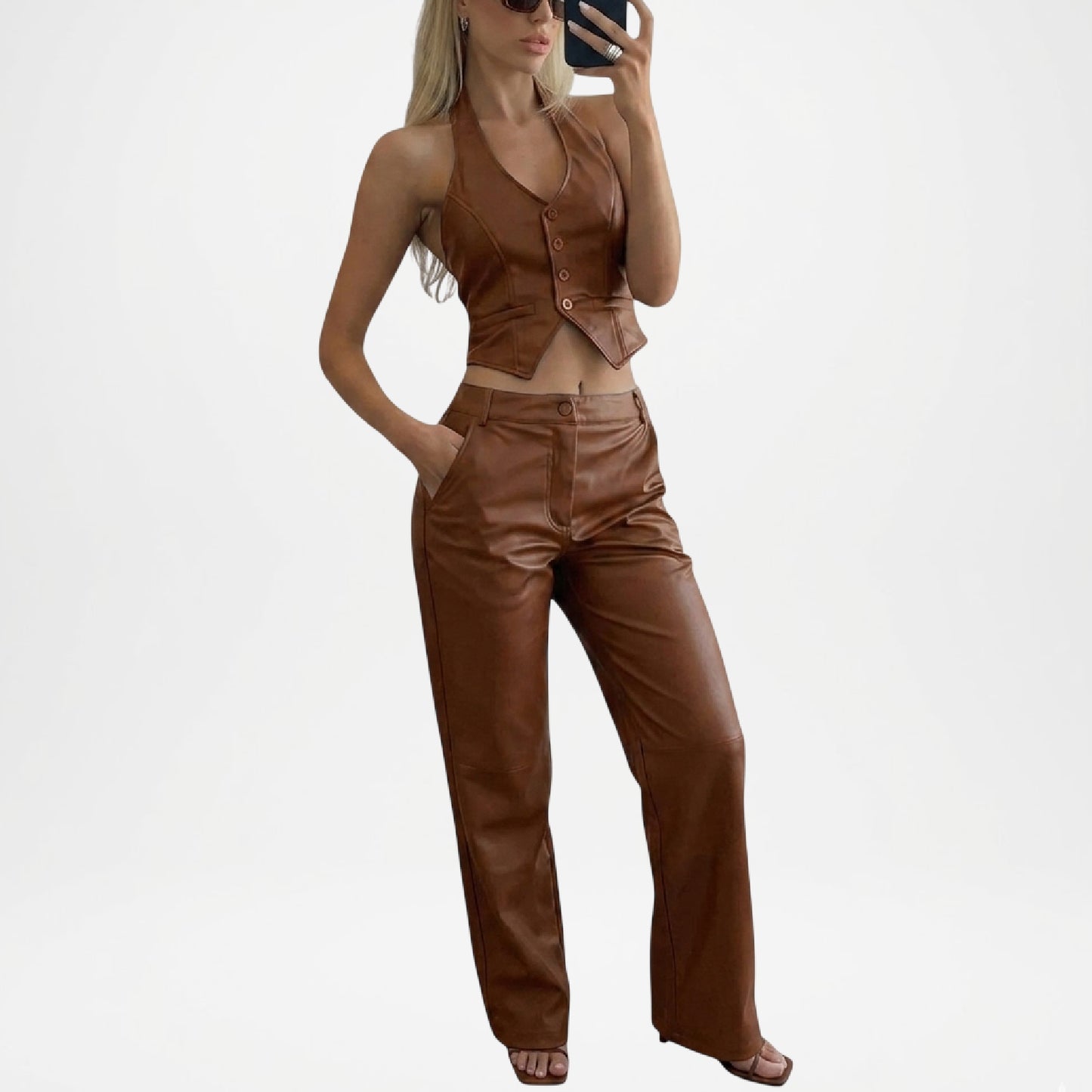 Aventura Women’s Brown Leather Vest – Classic Everyday Layering Piece