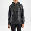 Zest Black Hooded Leather Jacket Women