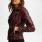Burgundy Leather Biker Jacket