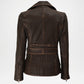 Biker Jacket Belted Moto Style back view