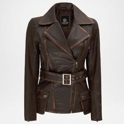 Biker Jacket Belted Moto Style