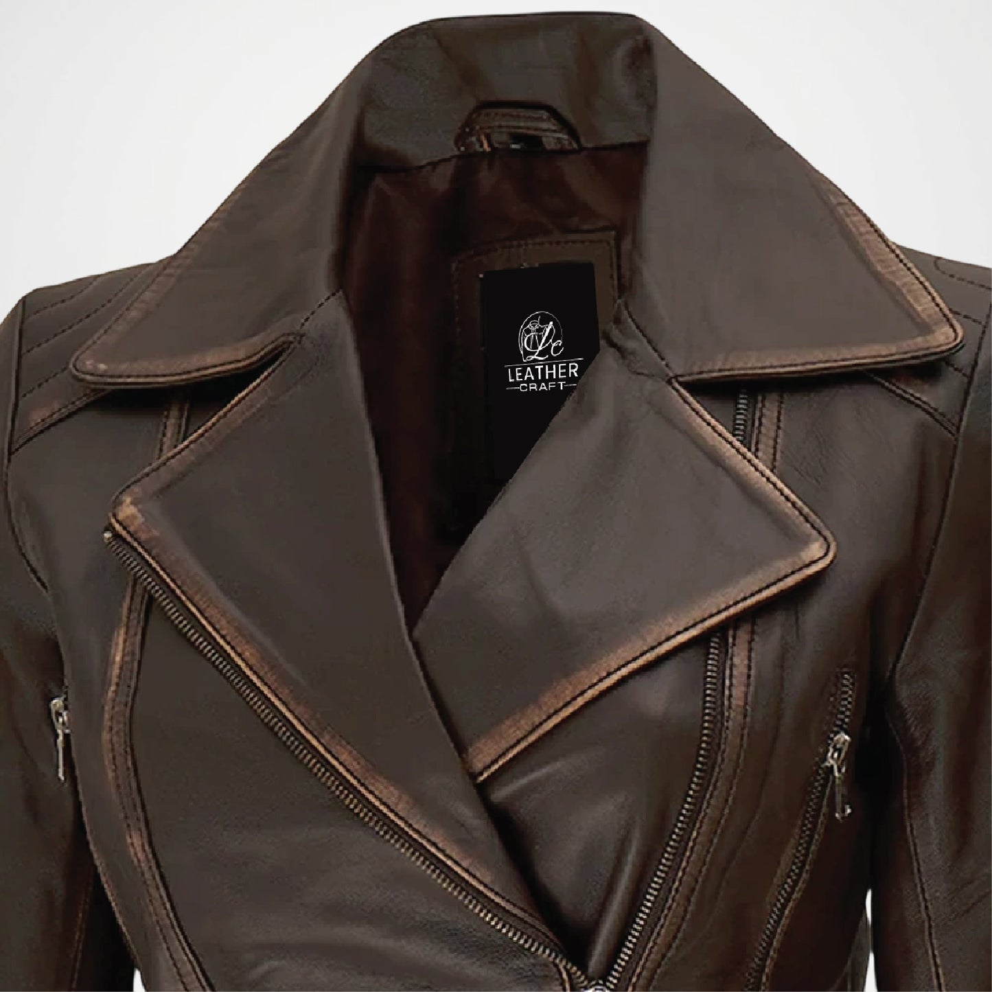 belted moto leather jacket closer