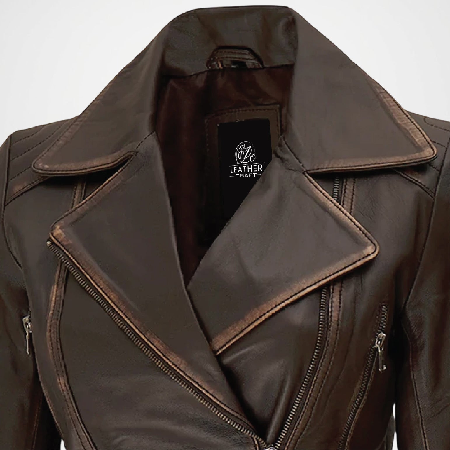 belted moto leather jacket closer