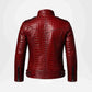 Red Crocodile Leather Jacket for Men