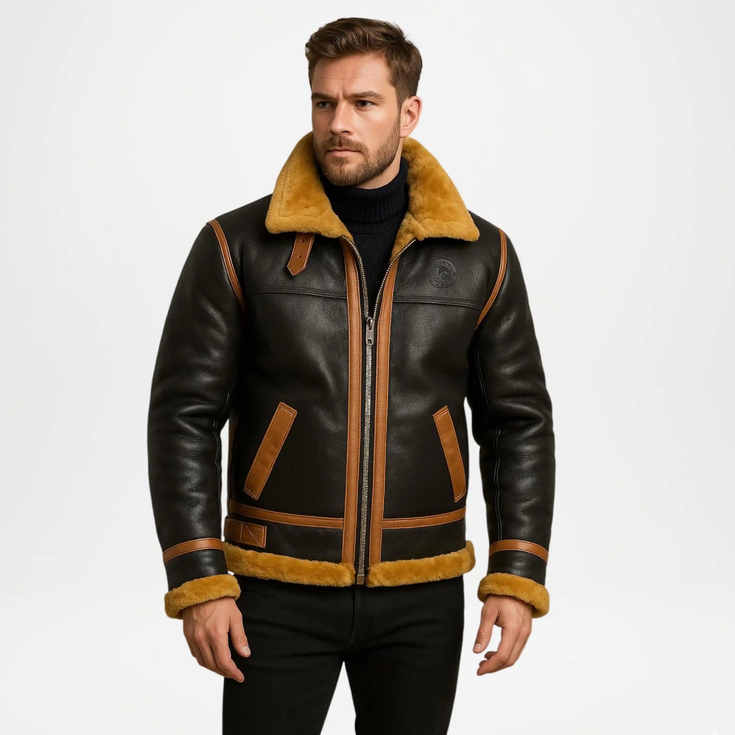 Men's Buff Leather Jacket – Brown Shearling Winter Jacket