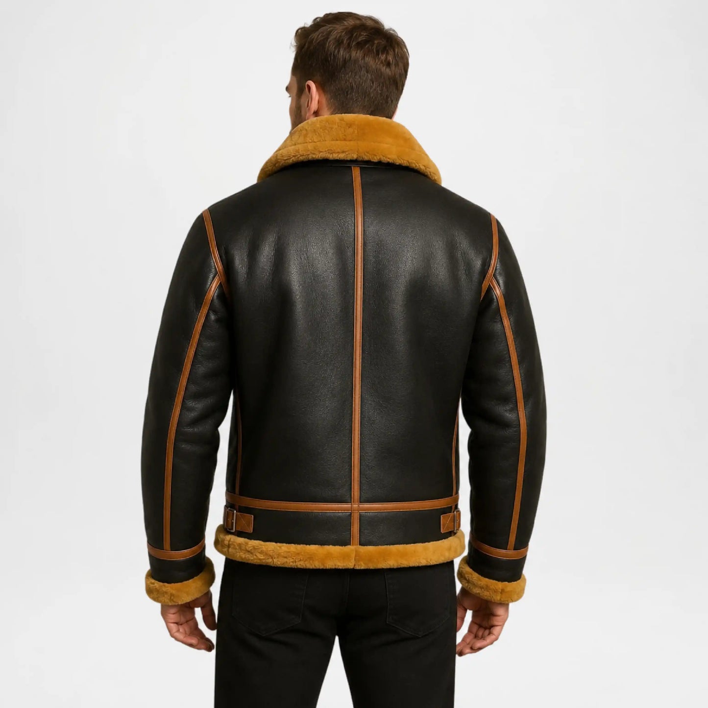 Men's Buff Leather Jacket – Brown Shearling Winter Jacket