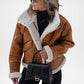 Bella Women’s Brown Leather Bomber Vintage Inspired Outerwear 