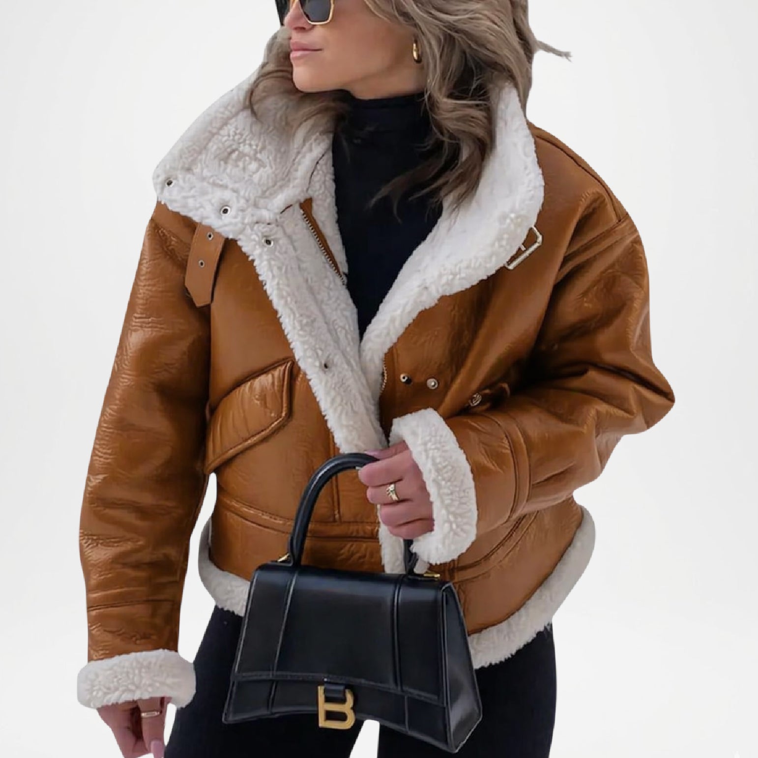 Bella Women’s Brown Leather Bomber Vintage Inspired Outerwear 